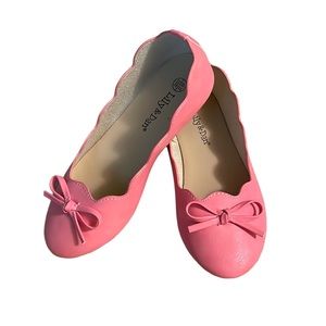 LILY & DAN NWOT Girls Size 12 Pink Ballet Flat Shoes Bow Scalloped Edge